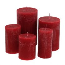 Article Bougies de couleur unie rouge foncé différentes tailles