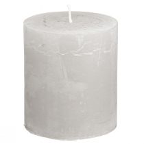 Article Bougies de couleur unie bougies pilier gris clair 70×80mm 4 pcs