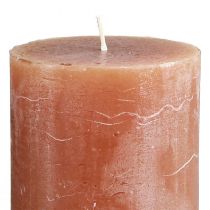 Article Bougies piliers caramel uni 70×120 mm, lot de 4, bougies décoratives, longue durée de combustion, décoration intérieure, décoration de table
