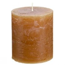 Article Bougies de couleur unie bougies pilier caramel 70×80mm 4 pcs