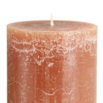 Article Bougies piliers caramel uni, 85 x 200 mm, lot de 2, style rustique et romantique pour la décoration et l'éclairage