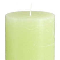 Article Lot de 4 bougies piliers vert citron - Bougies élégantes pour décorer une table et créer une ambiance chaleureuse, 70 x 120 mm - Idéales pour les fêtes et au quotidien