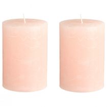 Article Bougies piliers rose clair 85×120 mm, lot de 2 – Bougies en cire élégantes pour une décoration romantique