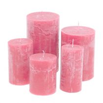 Article Bougies de couleur unie roses de différentes tailles