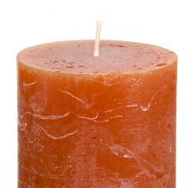 Article Bougies piliers unies, brun rougeâtre, 60 x 100 mm, lot de 4, décoratives, romantiques, rustiques