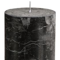 Article Bougies piliers noires, couleur unie, 70×120 mm, lot de 4 - Bougies décoratives rustiques pour une décoration de table et une ambiance élégantes