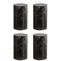 Article Bougies piliers noires, couleur unie, 70×120 mm, lot de 4 - Bougies décoratives rustiques pour une décoration de table et une ambiance élégantes