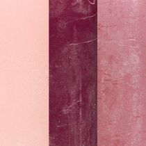 Article Lot de 12 bougies piliers, coloris rose et framboise, 70 x 100 mm, longue durée de combustion, idéal pour la décoration et les cadeaux.