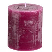 Article Bougies de couleur unie Bougies pilier Berry violet 70×80mm 4 pcs