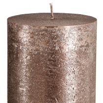 Article Bougies piliers en cuivre uni, 85 mm x 200 mm, lot de 2 - longue durée de combustion, design métallique festif pour la décoration