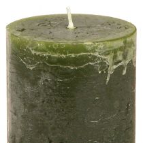 Article Lot de 12 bougies piliers unies vertes, 60 x 100 mm, décoration romantique, longue durée de combustion, pour la décoration intérieure et les fêtes.