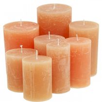 Article Bougies de couleur unie Orange Pêche Différentes tailles