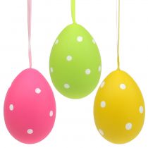 Article Oeuf en plastique coloré 15cm à suspendre 3 pcs