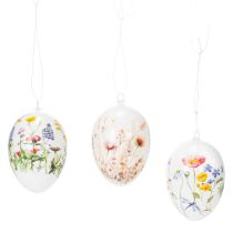 Article Œufs de Pâques décorés de motifs printaniers et floraux, décoration de Pâques de haute qualité, 6 cm, lot de 6
