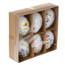 Article Œufs de Pâques décorés de motifs printaniers et floraux, décoration de Pâques de haute qualité, 6 cm, lot de 6