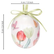 Article Décoration d'œuf de Pâques, motif tulipe avec ruban pour suspendre et décoration printanière, 6 cm, 12 pièces