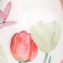 Article Décoration d'œuf de Pâques, motif tulipe avec ruban pour suspendre et décoration printanière, 6 cm, lot de 12