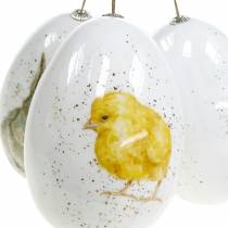 Oeufs de Pâques à suspendre aux motifs animaliers poussin, oiseau, lapin blanc assortis 3pcs