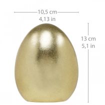 Oeuf décoratif doré, décoration pour Pâques, oeuf en céramique H13cm Ø10.5cm 2pcs