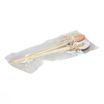 Article Bouchon de fleur décoration de Pâques oeuf en bois avec lapin coloré 5×7cm 12 pcs