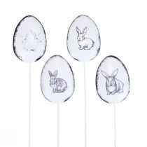 Article Œufs en métal avec lapins de Pâques sur piquet 5×7cm 8pcs