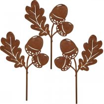 Article Glands sur piquet de jardin en métal patiné feuilles H19cm 6 pcs