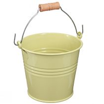 Article Seau en métal avec anse pour pot de fleurs Vert-Jaune 20x17,5x16cm 2pcs
