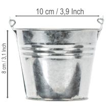 Article Seau Ø10 cm H8 cm, lot de 10. Zinc brillant.