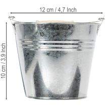 Article Seau Ø12 cm H10 cm, lot de 8. Zinc brillant.