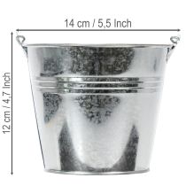 Article Seau Ø14 cm H12 cm, lot de 6. Zinc brillant.