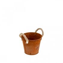 Cache-pot, décoration automne, vase métal patiné Ø14cm H12cm