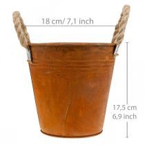 Cache-pot patiné, vase en métal, décoration automne Ø18cm H17.5cm
