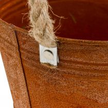 Article Pot métal avec anses, cache-herbes, décor rouille Ø16,5cm H15cm