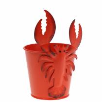 Article Seau décoratif homard métal rouge Ø8cm H13cm 3 pcs