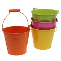 Article Seau cache-pot métal décoratif seau couleurs colorées Ø14cm H12cm 6 pcs