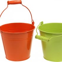 Article Seau cache-pot métal décoratif seau couleurs colorées Ø14cm H12cm 6 pcs