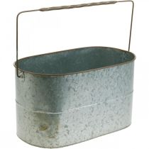 Jardinière avec anse, pot métal, cache-pot argent, marron H22/20cm L42/40cm lot de 2
