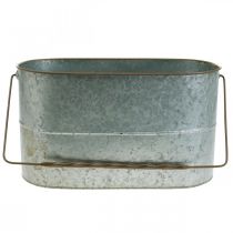 Article Jardinière avec anse, pot métal, cache-pot argent, marron H22/20cm L42/40cm lot de 2