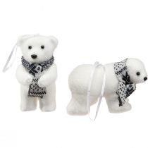 Article Set de 4 figurines décoratives ourson blanc suspendu 11×7cm