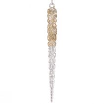 Article Glaçons décoratifs à suspendre, paillettes champagne 14,5 cm, 4 pièces
