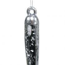 Glaçons décoratifs à suspendre transparent, argent 26cm 2pcs