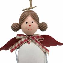 Article Figurines de Noël à suspendre Renne et Ange – Rouge et Blanc – H28/30cm, Lot de 2