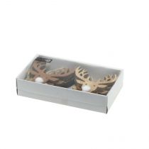 Article Bois d'élan pour accrocher la nature 6,5 x 7cm 8pcs