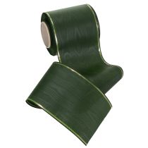 Article Ruban élégant vert moiré à bordure dorée, 100 mm x 25 m, pour la décoration florale funéraire.