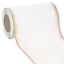 Article Ruban moiré élégant avec bordure dorée, décoration de mariage, ruban de deuil, blanc 150 mm x 25 m
