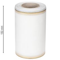 Article Ruban moiré élégant avec bordure dorée, décoration de mariage, ruban de deuil, blanc 150 mm x 25 m