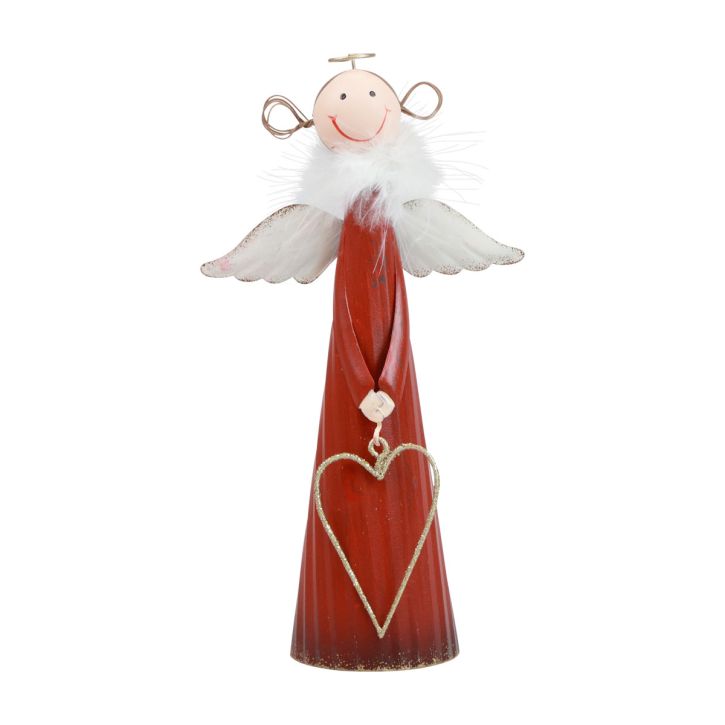 Article Décoration de table décorative en métal ange, figurine de Noël rouge 10,5×4,5×20cm