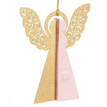 Article Lot de 4 décorations anges en papier alvéolé 12 cm abricot et doré