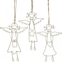 Pendentif ange Chiffres de fil d&#39;ange de Noël or 15cm 6pcs
