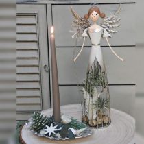 Figurine ange en métal, lanterne de Noël H31,5cm